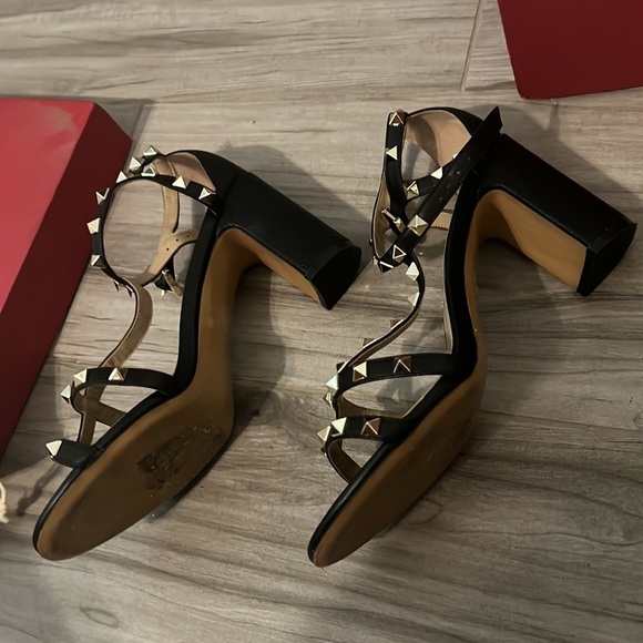 Black Studded Valentino Heels - Picture 3 of 9